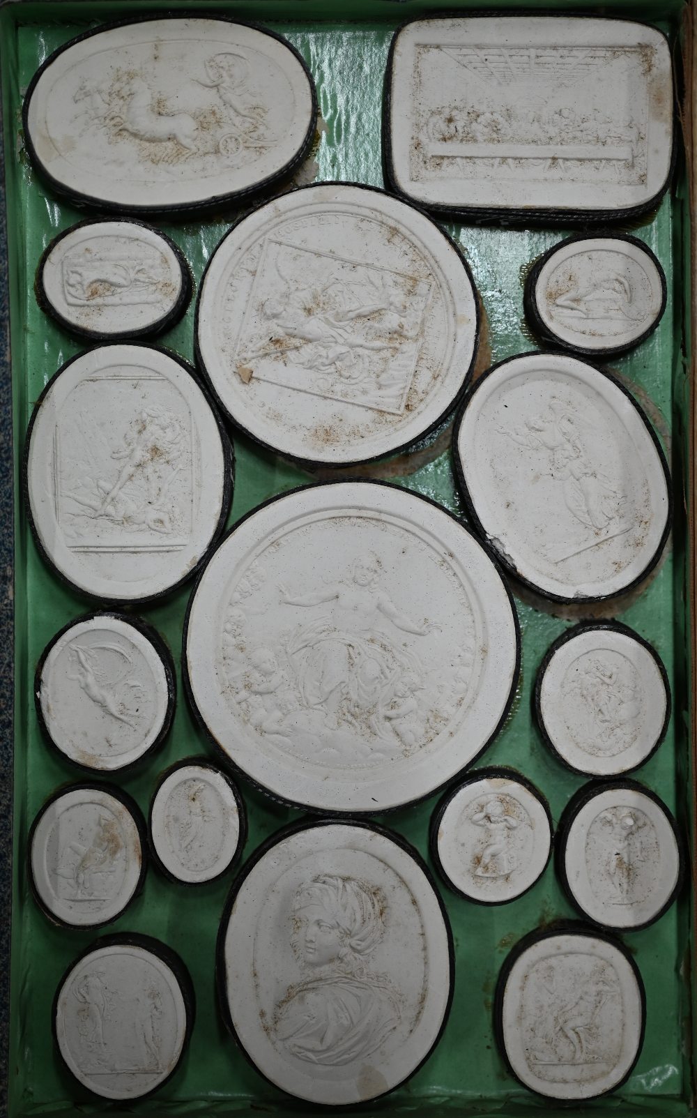 Two early 19th century Grand Tour sets of cast plaster classical relief plaques, in book-form - Image 4 of 6