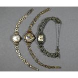 Two ladies' 9ct gold wristwatches with Swiss movements and fancy-link bracelet, London 1933/66, 24 g