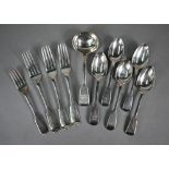 Selection of Georgian and later fiddle pattern flatware - various makers and dates 1808-43, 18oz