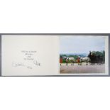 HM Queen Elizabeth II and HRH the Duke of Edinburgh Christmas card with two gilt cyphers to front,