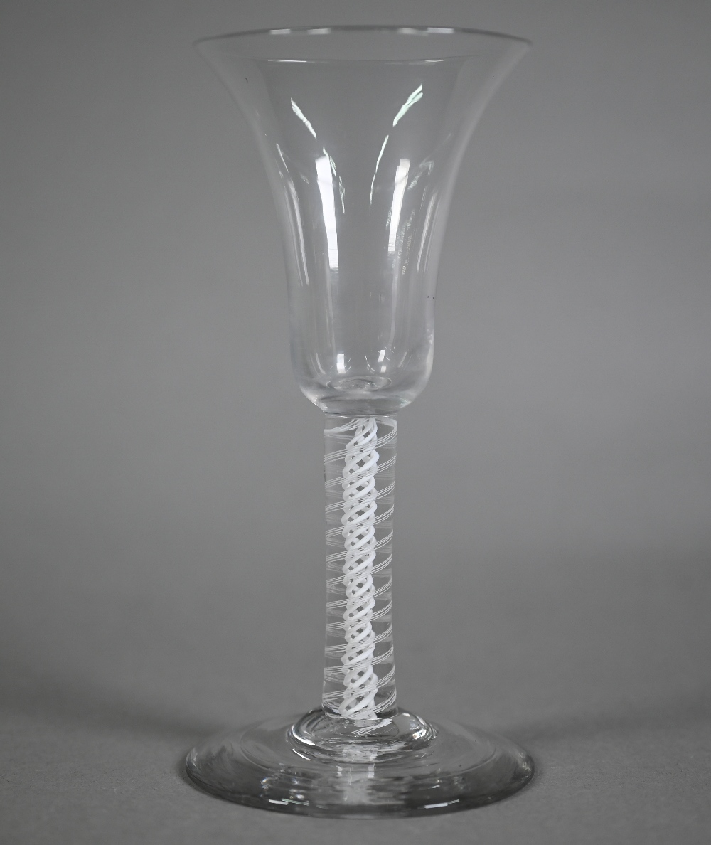 A Georgian drinking glass with trumpet-shaped bowl on double opaque twist stem, 17 cm - Image 2 of 4