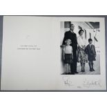 HM Queen Elizabeth II and HRH the Duke of Edinburgh Christmas card with gilt cypher to front, signed