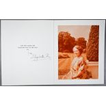 HM Queen Elizabeth the Queen Mother Christmas card with gilt cypher to cover, 1973, signed 'from
