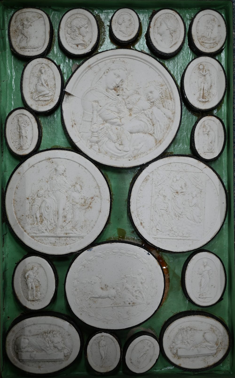 Two early 19th century Grand Tour sets of cast plaster classical relief plaques, in book-form - Image 3 of 6