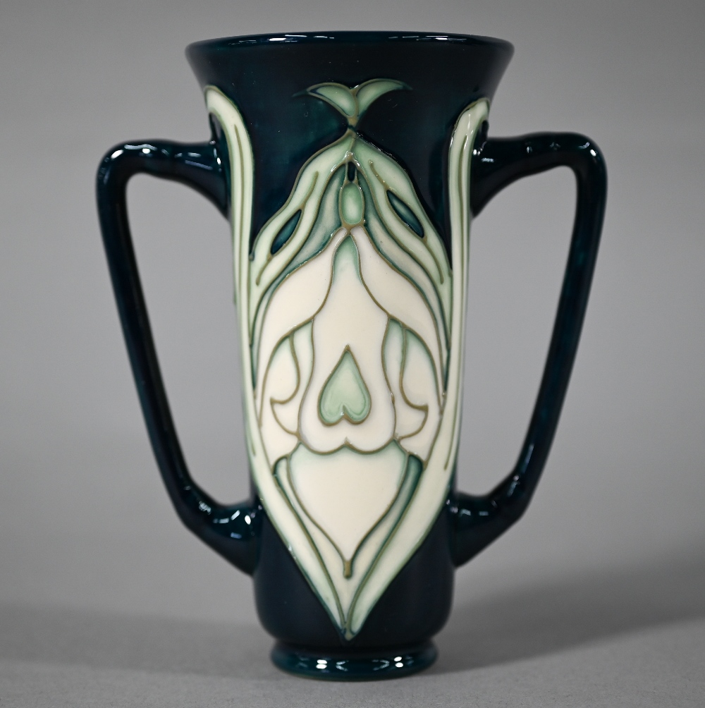 Modern Moorcroft Art Nouveau design two-handled vase, decorated with stylised floral motifs, - Image 3 of 5