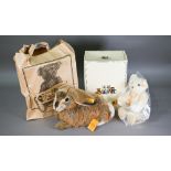 Boxed Steiff Mummel Hare 32 cm long to/w a Steiff Millennium Champagne Mohair teddy 30 cm - unboxed,