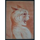 Louis Wain (1860-1939) - A characterful cat expressing exclaim, watercolour, signed lower left, 21.5