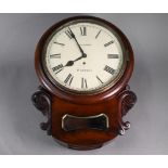 Chapman, Portsea, a late 19th century mahogany single fusée drop dial clock, with white enamelled