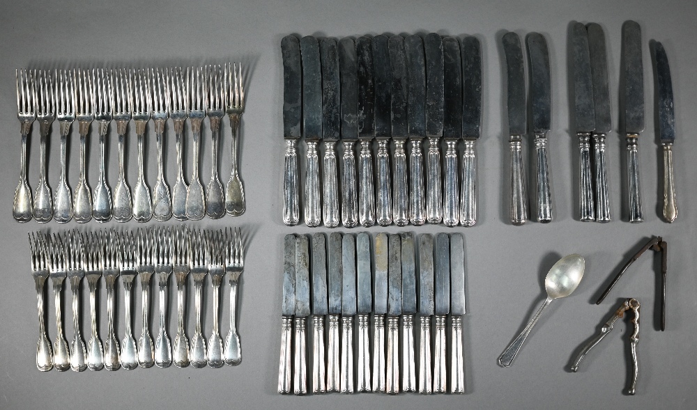 French Christofle plate set of fiddle and thread table forks and dessert forks for twelve, to/w - Image 2 of 3