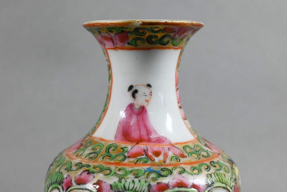 A 19th century Chinese Canton famille rose jug painted in polychrome enamels with birds, butterflies - Image 13 of 24