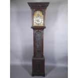 Jarvis, Dalton, an 18th century and later carved oak clock, the eight day movement with arched brass