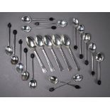 Matched set of fifteen silver coffee spoons with bean finials - various makers and dates - to/w five