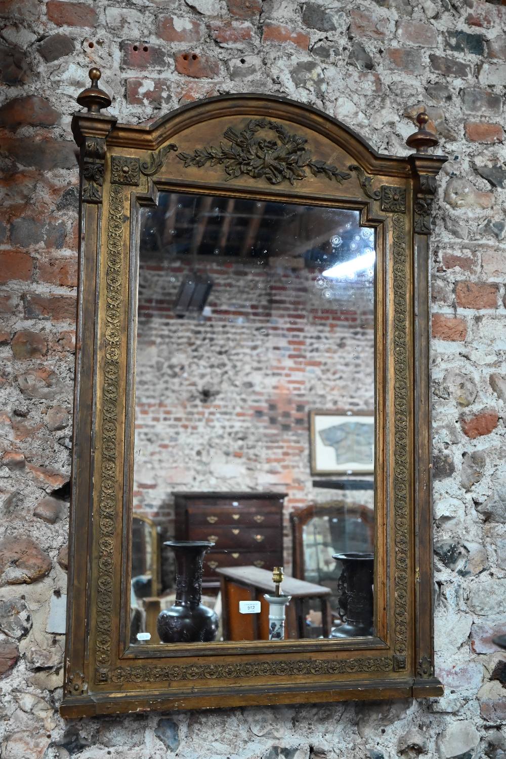 An antique French giltwood mirror, 120 cm h x 76 cm w