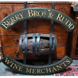 Berry Bros. & Rudd, a double sided hanging wine merchants commercial premises sign, with suspended