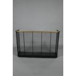 A large antique brass framed steel mesh nursery fireguard, with extending brass rail drying rail,