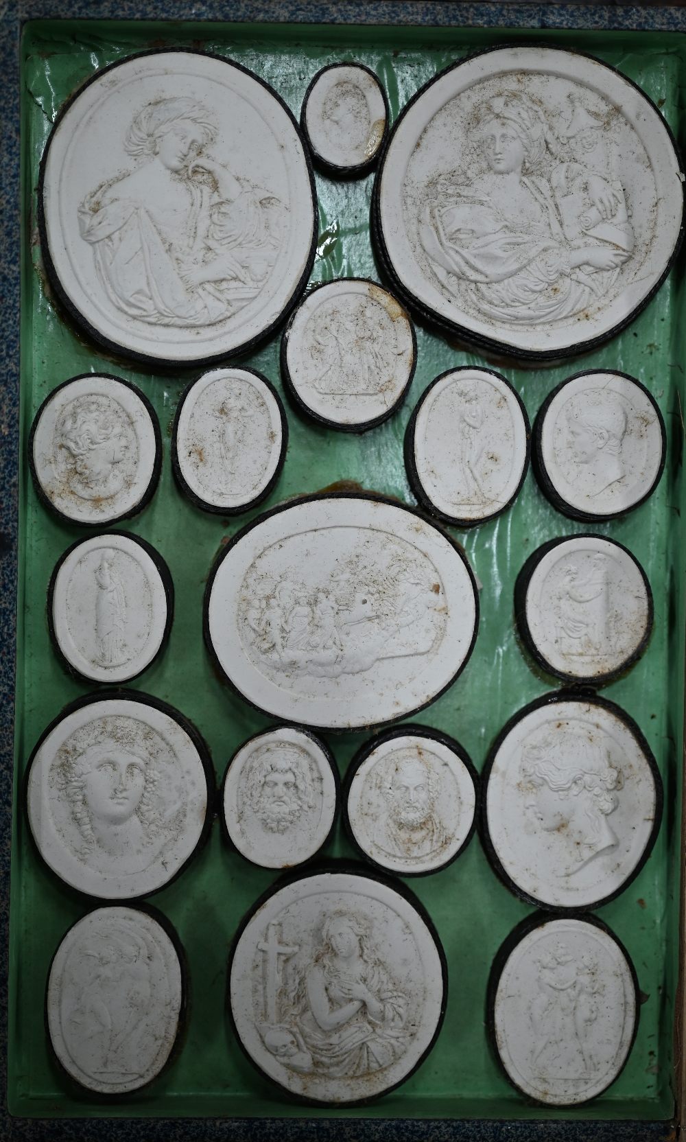 Two early 19th century Grand Tour sets of cast plaster classical relief plaques, in book-form - Image 6 of 6