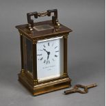 Matthew Norman, London, a Swiss made lacquered brass carriage clock, the single drum movement with