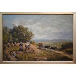 George Mote (1832-1909) - A Surrey view at harvest time, oil on canvas, signed lower right, 50 x