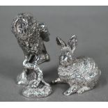Well-modelled small silver rabbit, London import 1993 ('filled'), 4.5cm high, to/w a cast metal