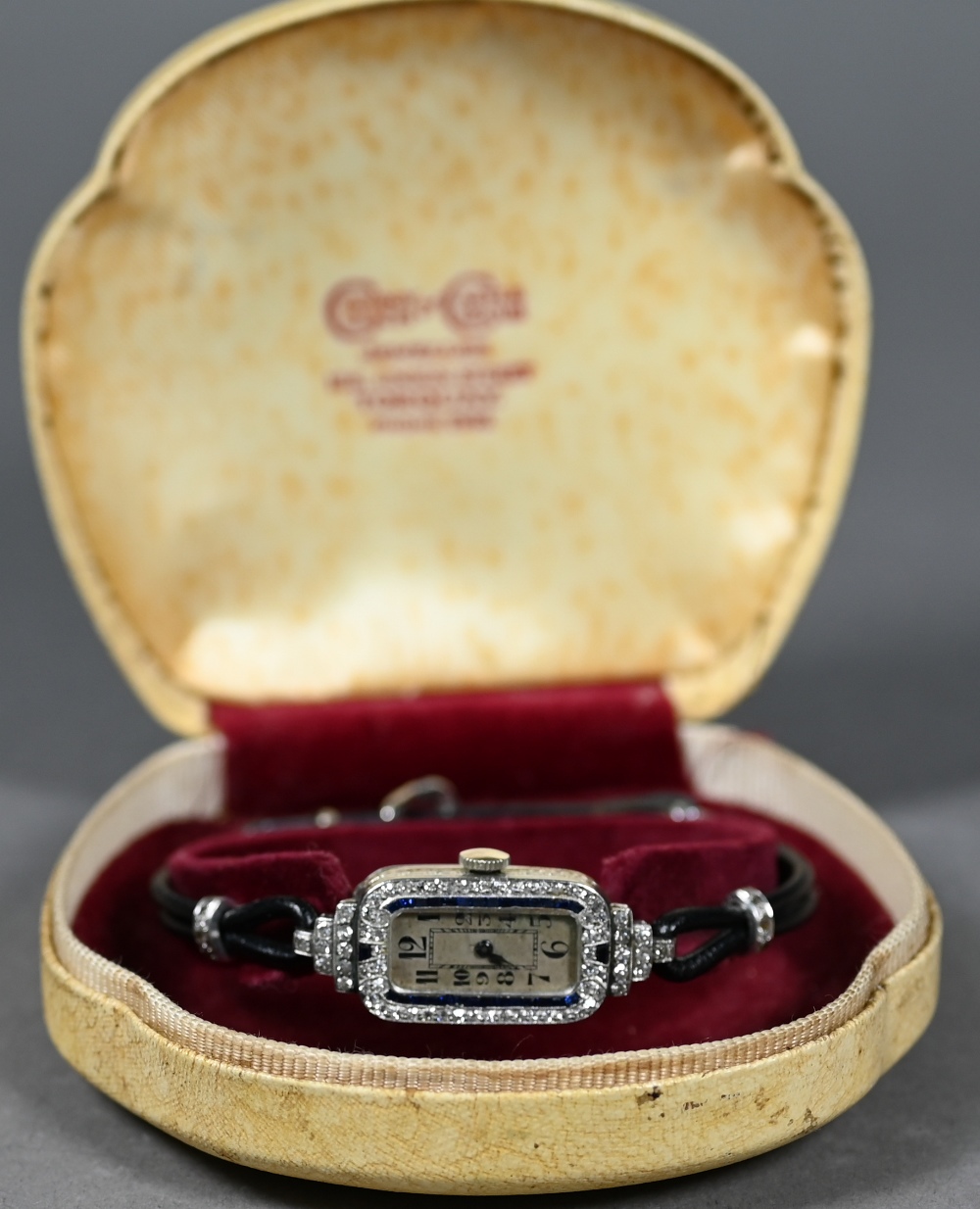 A lady's unmarked white and yellow metal Art Deco cocktail watch with 17-jewel Swiss movement and - Image 2 of 7