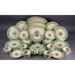 Minton Art Deco pottery 'Daisy' pattern dinner service for six printed and painted with stylised