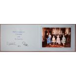 HM Queen Elizabeth II and HRH the Duke of Edinburgh Christmas card with two gilt cyphers to front,