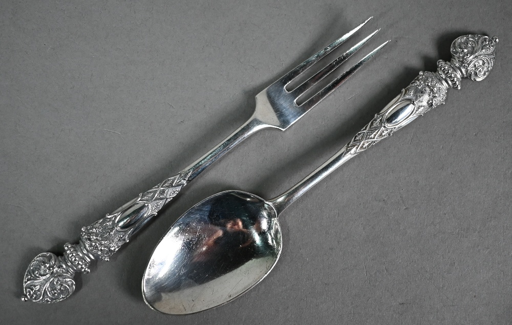 Victorian silver Christening spoon and fork with fine quality cast and chased handles, Martin, - Image 2 of 4