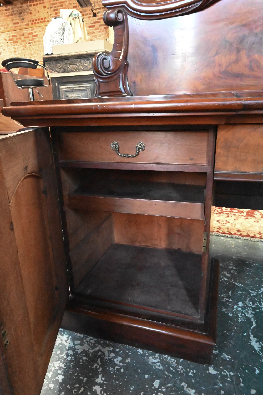 A large Victorian mahogany country house twin pedestal sideboard, the heavily moulded back over a - Image 6 of 7