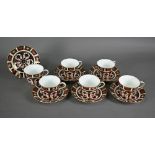 Set of Royal Crown Derby China Imari tea cups and saucers