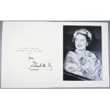 HM Queen Elizabeth the Queen Mother Christmas card with gilt cypher to cover, 1959, signed 'from
