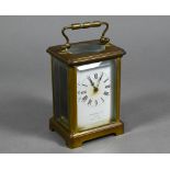 Benetfink & Co. London, a brass carriage clock, with white enamelled dial, 11.5 cm h a/f