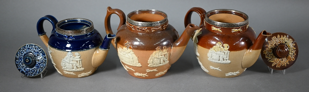 Two Doulton stoneware silver-rimmed three-piece tea services and other similar wares - Image 2 of 4