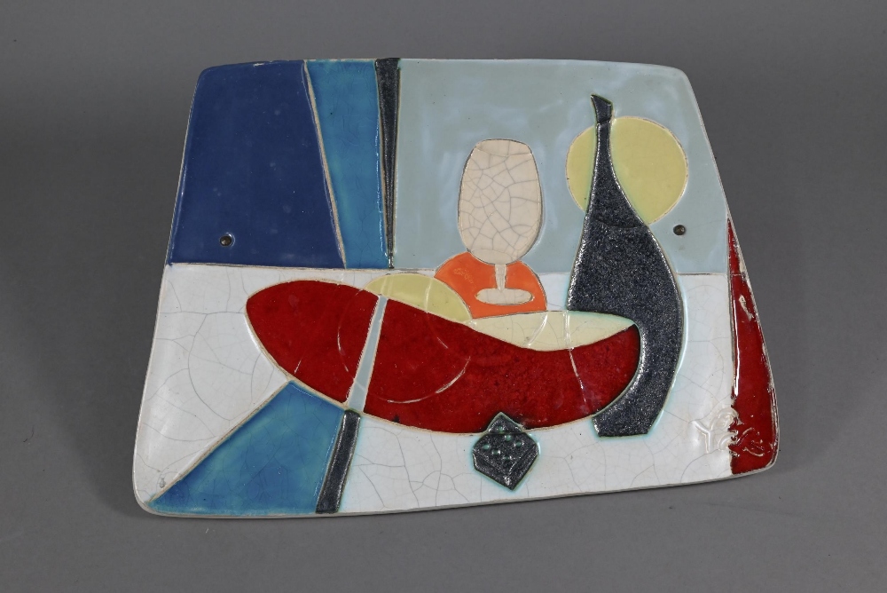 Two contemporary studio ceramic plaques, Helmut Schaffenacher (Germany) still life, 25 x 34 cm and - Image 7 of 11