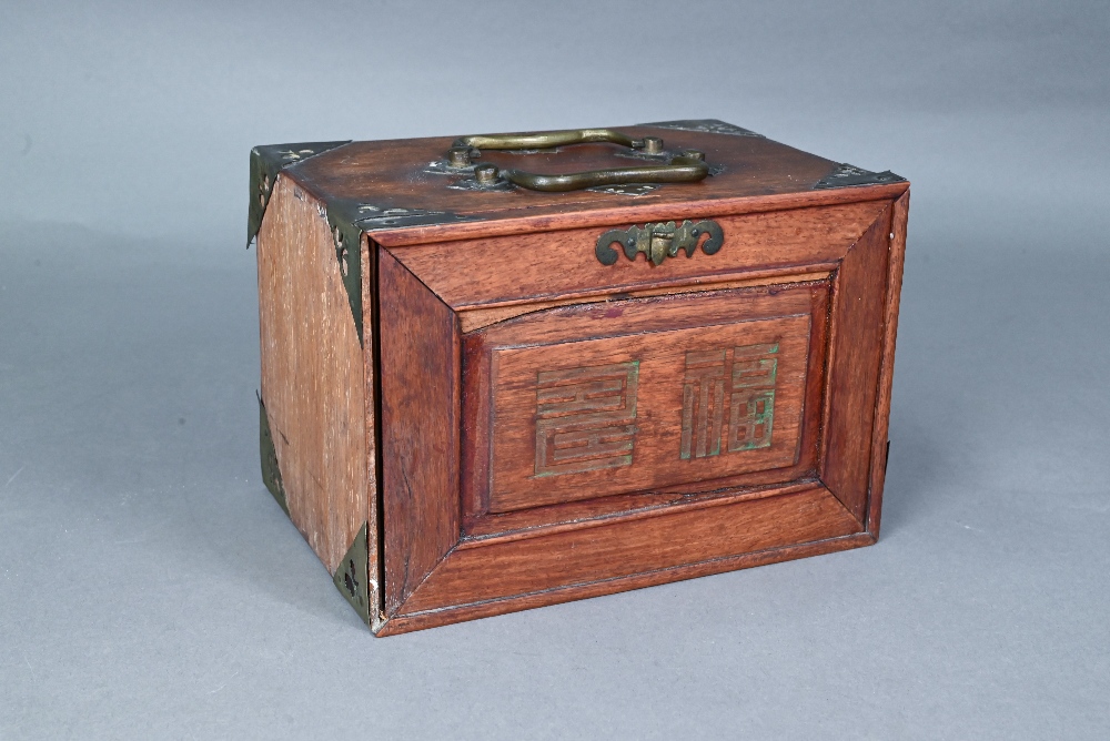 A Chinese Mah Jong set, the hardwood brass mounted case having two brass handles and sliding front - Image 2 of 12