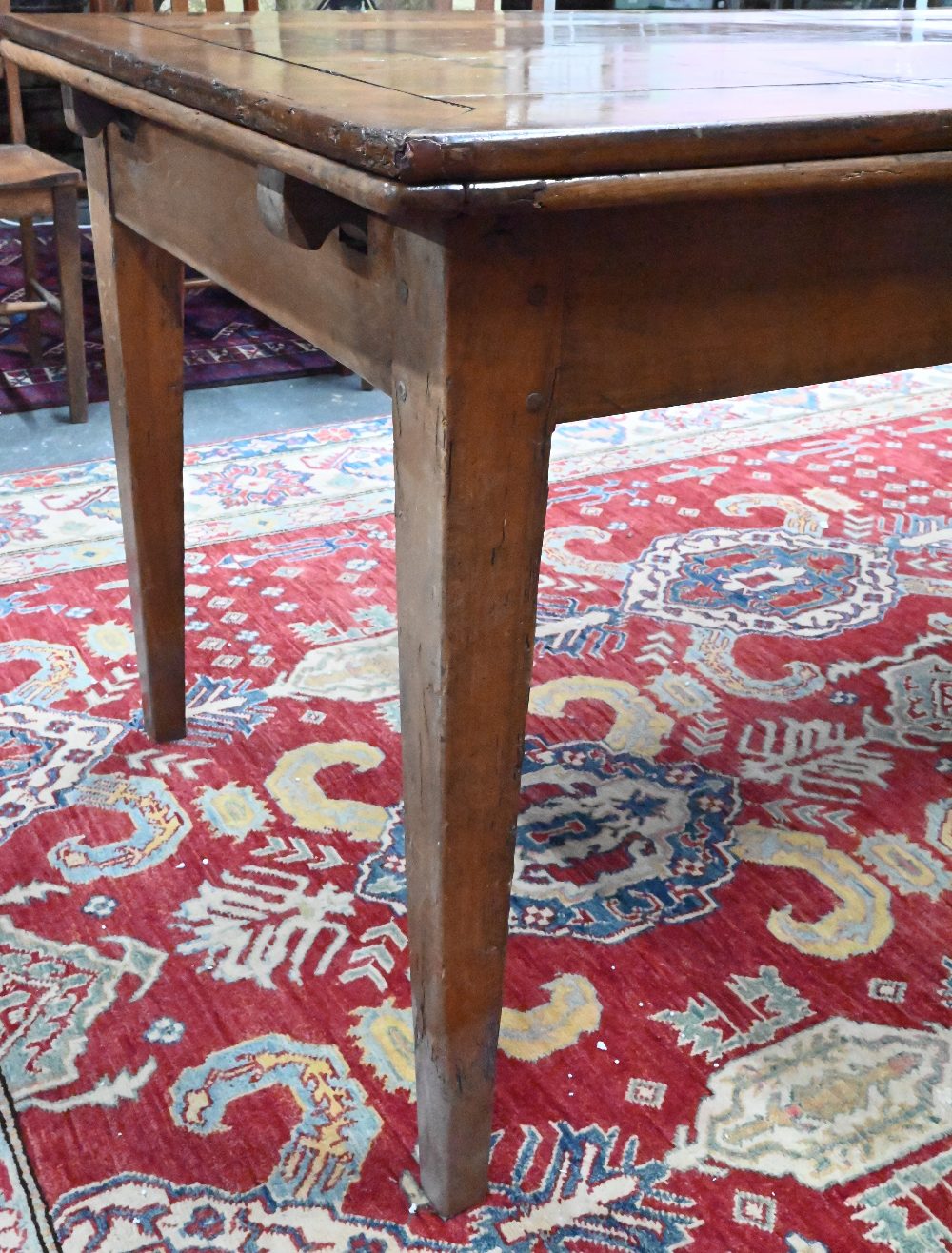 An antique French fruitwood extending draw leaf dining table, with frieze drawer to one end, - Image 10 of 15