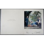 HM Queen Elizabeth II and HRH the Duke of Edinburgh Christmas card with gilt cypher to front, signed