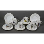 Set of six Hammersley china coffee cans and saucers for Rowland Ward, Nairobi, Kenya, printed with