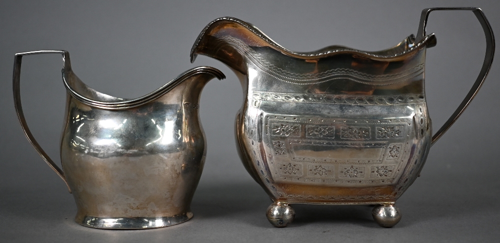 George III silver helmet-shaped cream jug, William Hunter (probably), London 1804, 9cm high, to/w an - Image 2 of 4