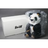 Boxed Steiff Mauschli Panda, sitting, 25 cm high