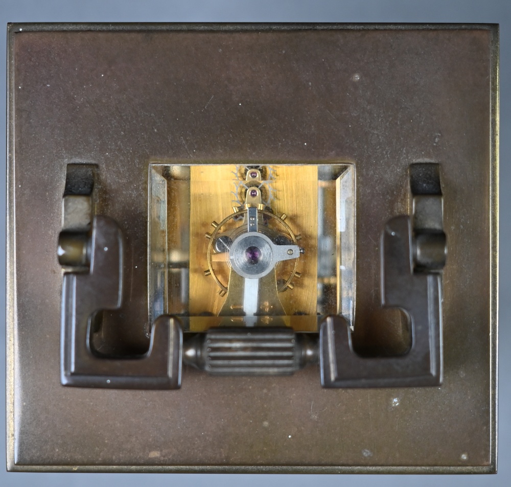 Matthew Norman, London, a Swiss made lacquered brass carriage clock, the single drum movement with - Image 3 of 6