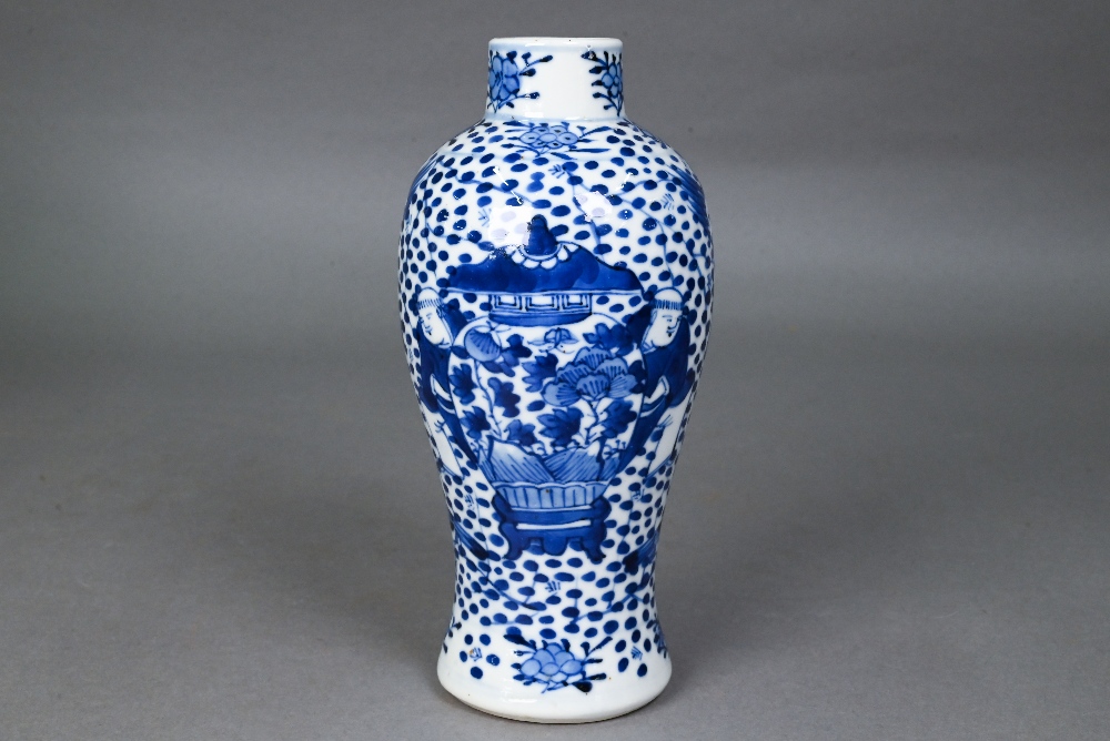 A pair of late 19th century Chinese blue and white Nanjing export baluster vases, Qing dynasty, - Image 11 of 15
