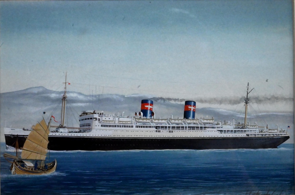 John Batchelor (b 1936) - A set of eleven gouache studies of ships - Liberté, SS United States, - Image 18 of 33