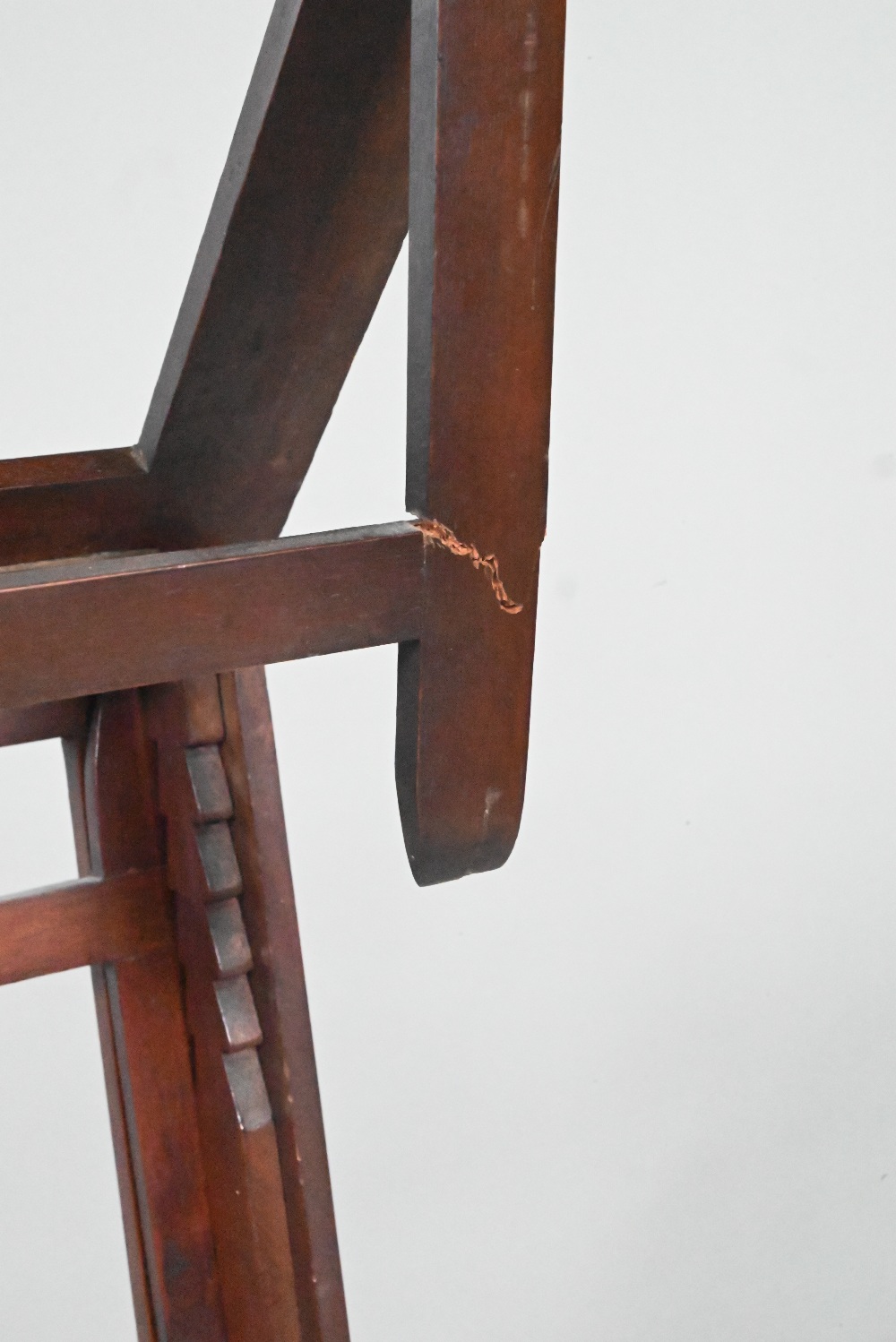 A Victorian mahogany duet music stand, the adjustable lyre centred easels raised on a brass pole - Image 6 of 7