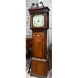 A Victorian oak and mahogany eight-day longcase clock, the oversize enamelled dial (35 cm x 35 cm)
