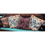 Four large traditional kelim faced cushions with plain fabric back and infills (4)