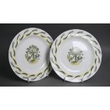Pair of Ravilious 'Garden' tea plates, 18cm diameter
