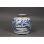 A 19th century Chinese provincial blue and white ginger jar freely painted in underglaze blue with a
