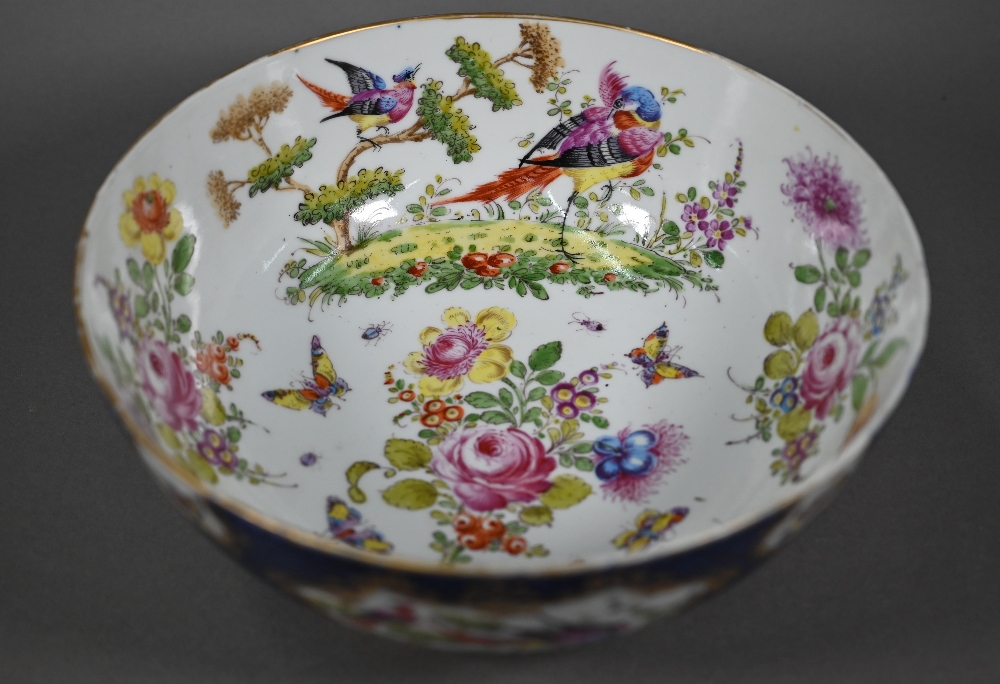 A 19th century Continental porcelain punch-bowl in the manner of the 18th century Worcester factory, - Image 3 of 5