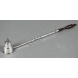 Cartier Sterling snuffer with pineapple finial and twist stem, on turned wood handle, 27cm long