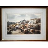 J A Hurley - Cornish tin mines, watercolour, signed lower right, 30.5 x 49.5 cm